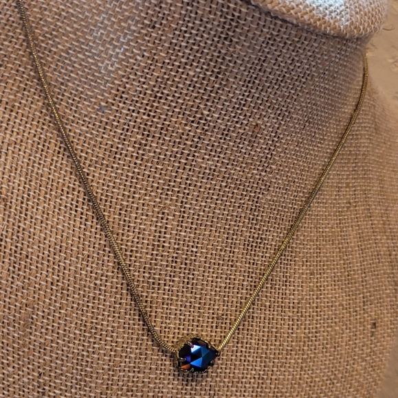 * READ * Rare Kendra Scott Cobalt Iridescent Necklace 14K Gold Plated over Brass - Picture 5 of 16